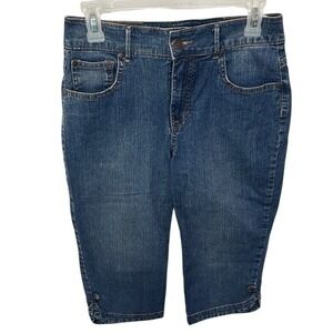 Nine West Denim Capri Jeans Embellished Pockets Dark Wash Women's‎ 6